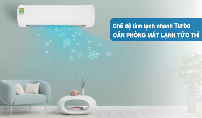 Máy lạnh Gree 1 HP GWC09FB-K6D9A1W - Chế độ làm lạnh nhanh Turbo
